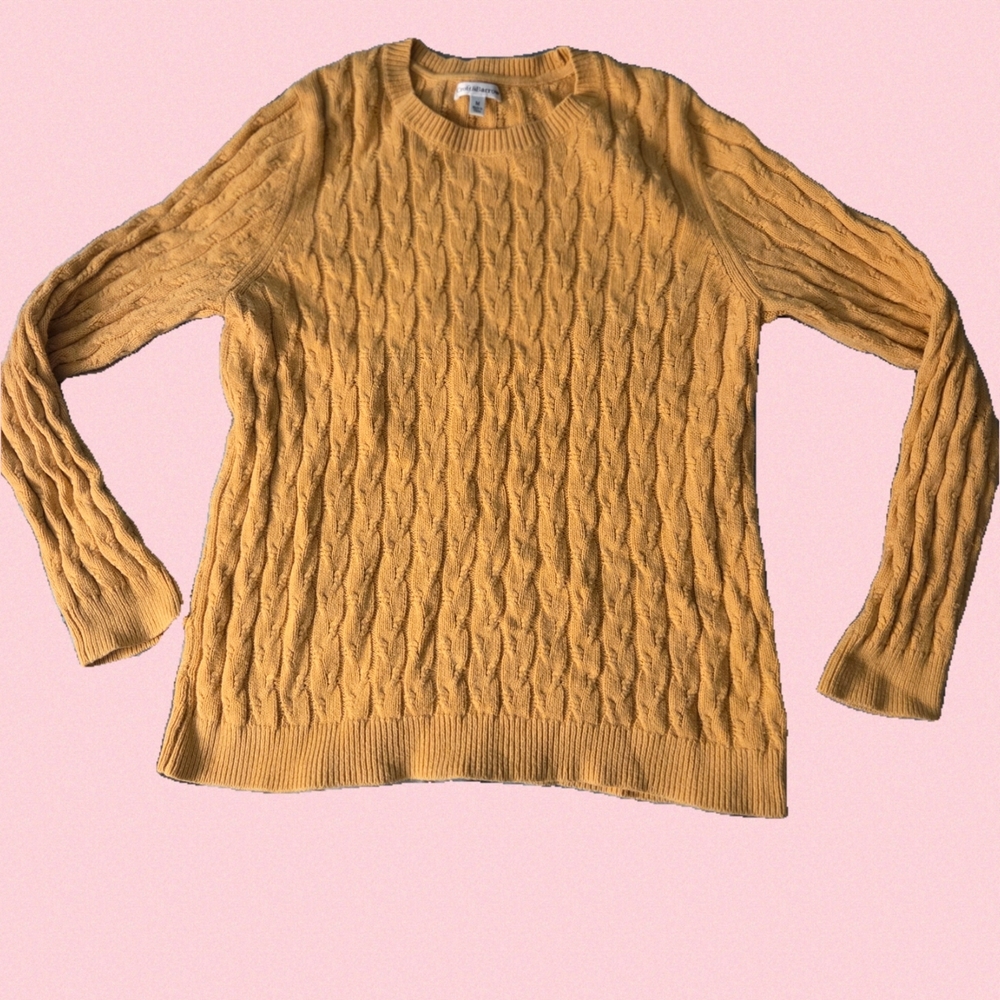 Croft & Barrow Yellow Crew Neck Sweater Cable Knit